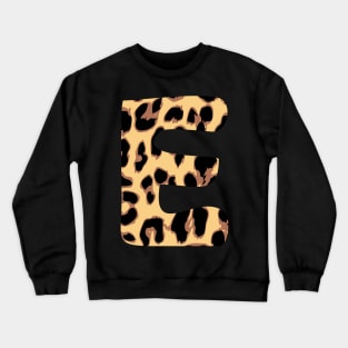 Letter E Initial Cheetah Monogram Sticker Crewneck Sweatshirt